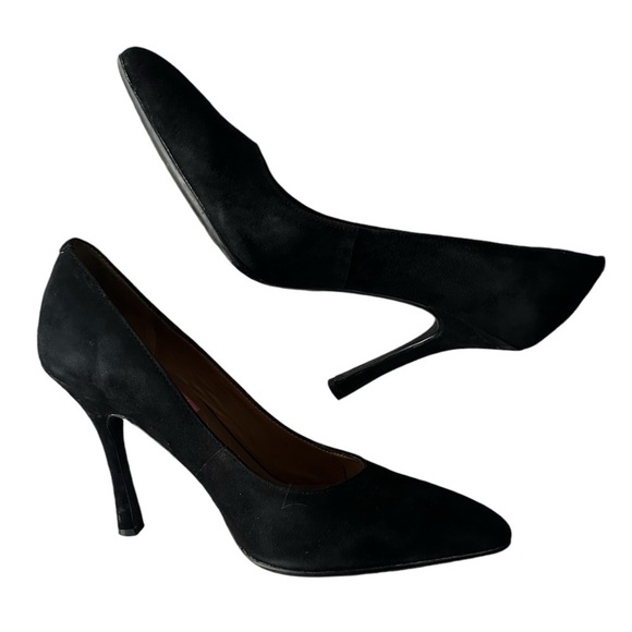 Isaac Mizrrahi New York Isloretta black suede pointed toe high heels size 8.5 - Picture 1 of 10